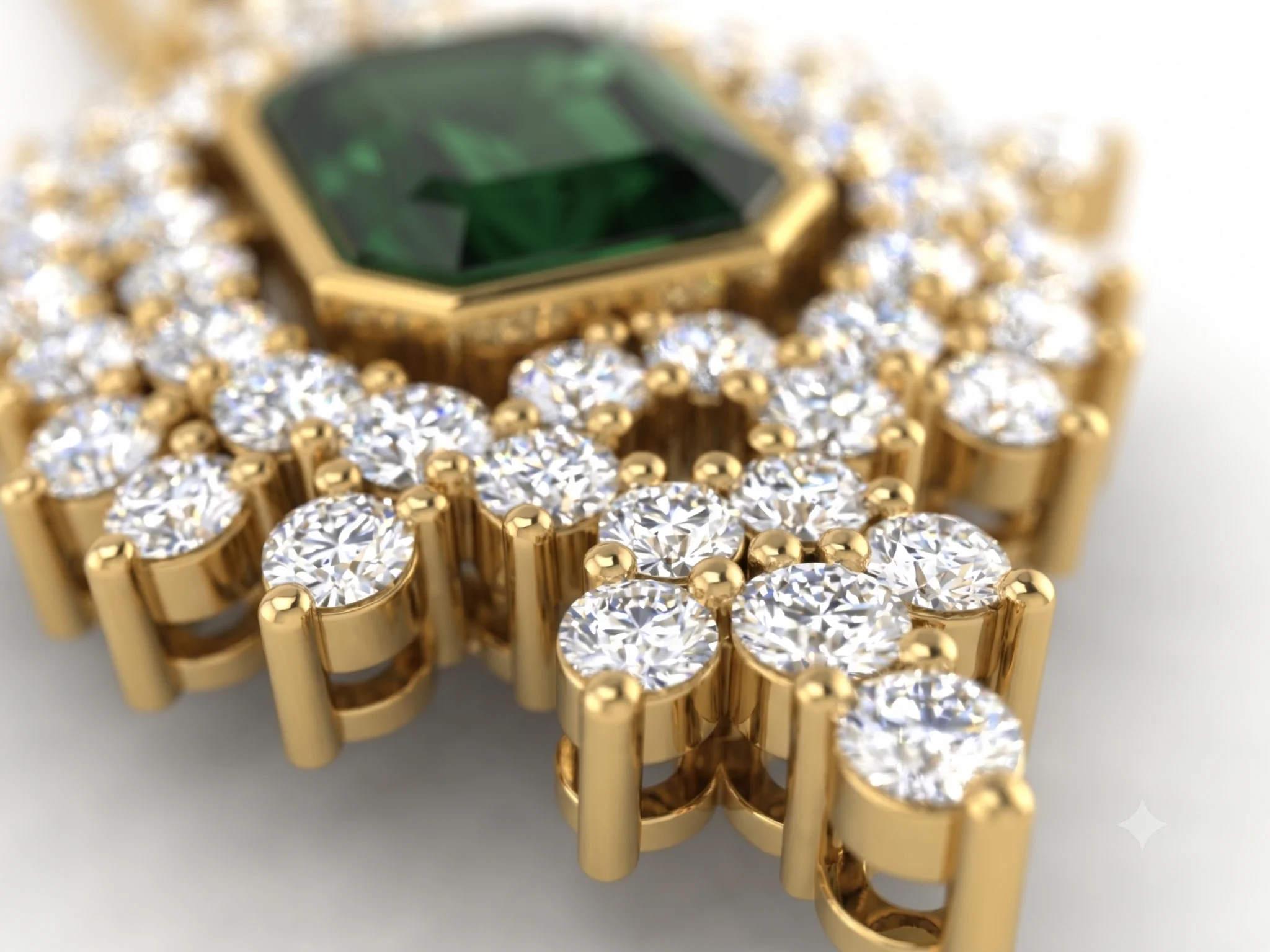 Vintage Style Emerald-Cut Gemstone Starburst Cluster Pendant — view 5