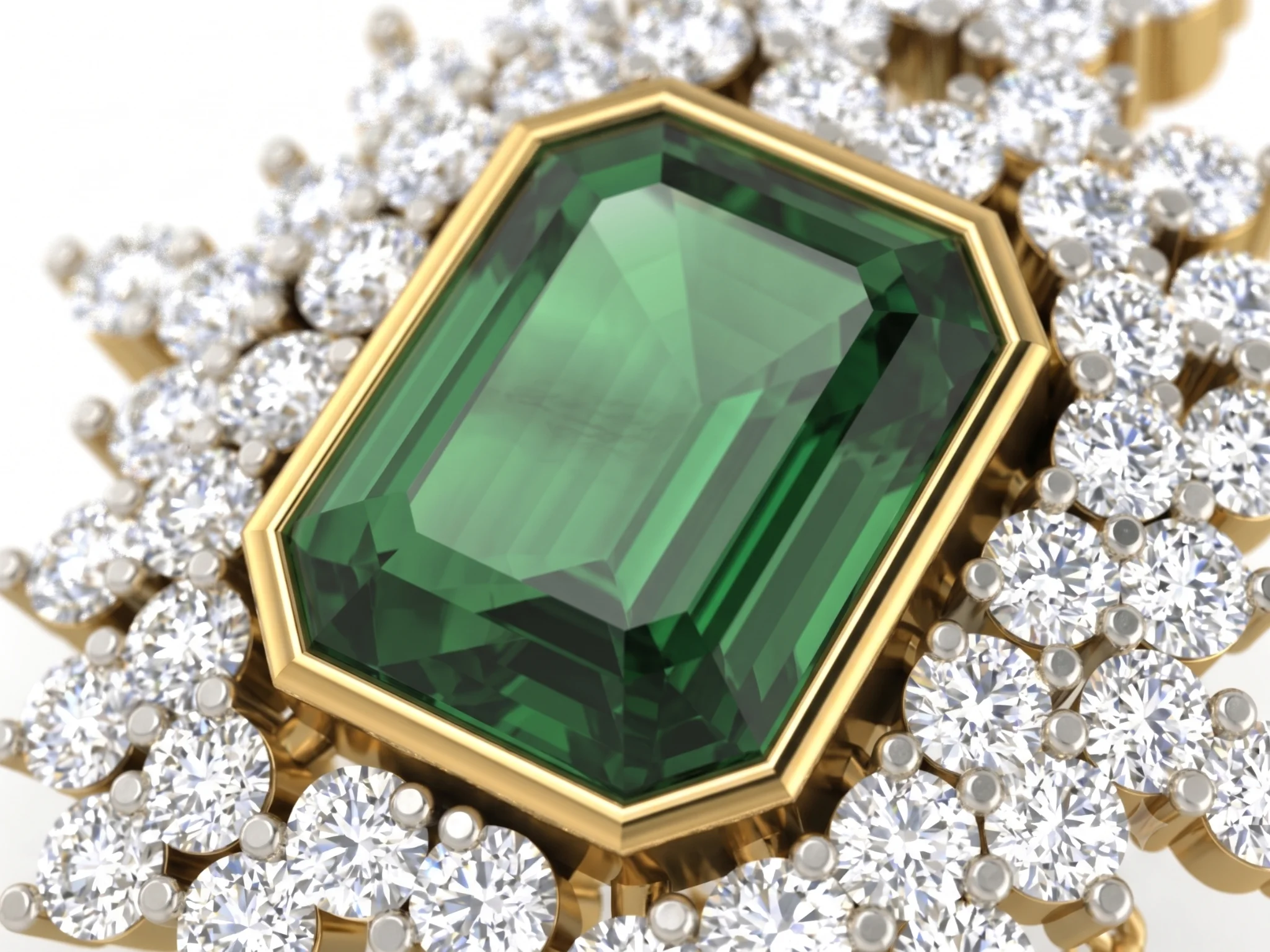 Vintage Style Emerald-Cut Gemstone Starburst Cluster Pendant — view 6