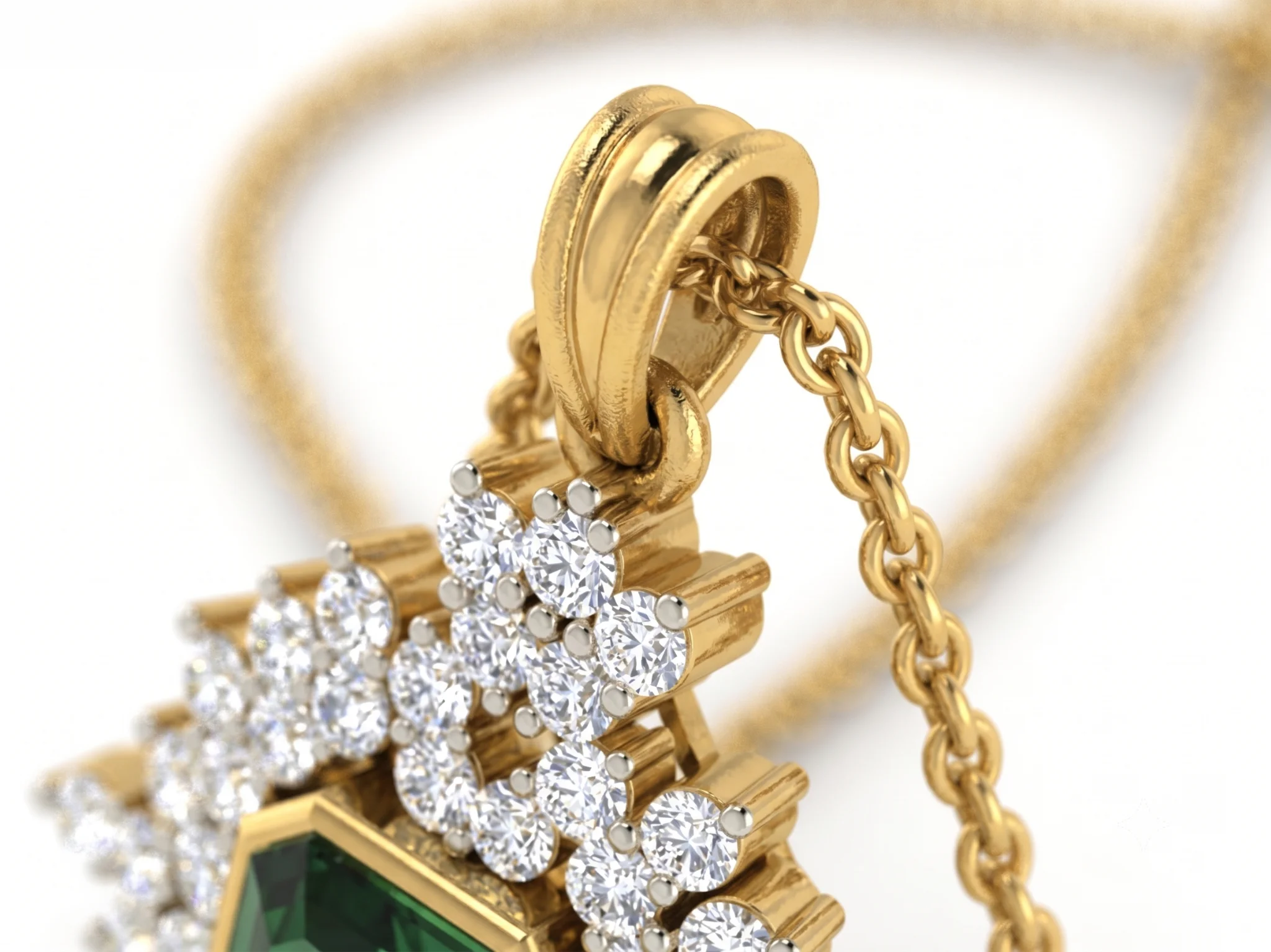 Vintage Style Emerald-Cut Gemstone Starburst Cluster Pendant — view 4