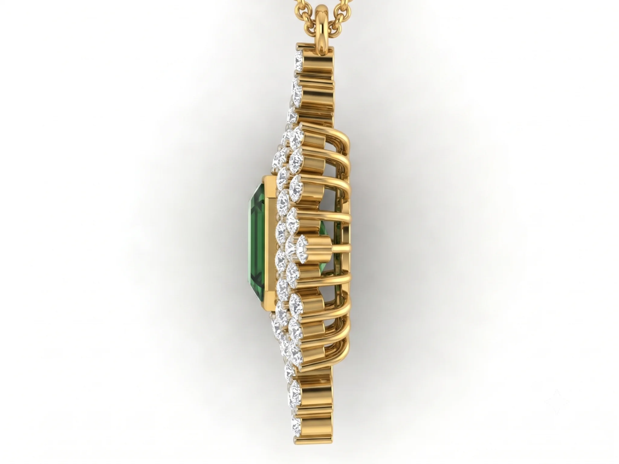 Vintage Style Emerald-Cut Gemstone Starburst Cluster Pendant — view 3