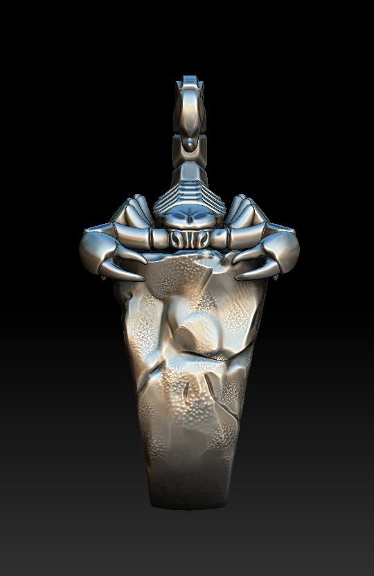 Detailed Sculptural Scorpion on Rock Ring — view 6