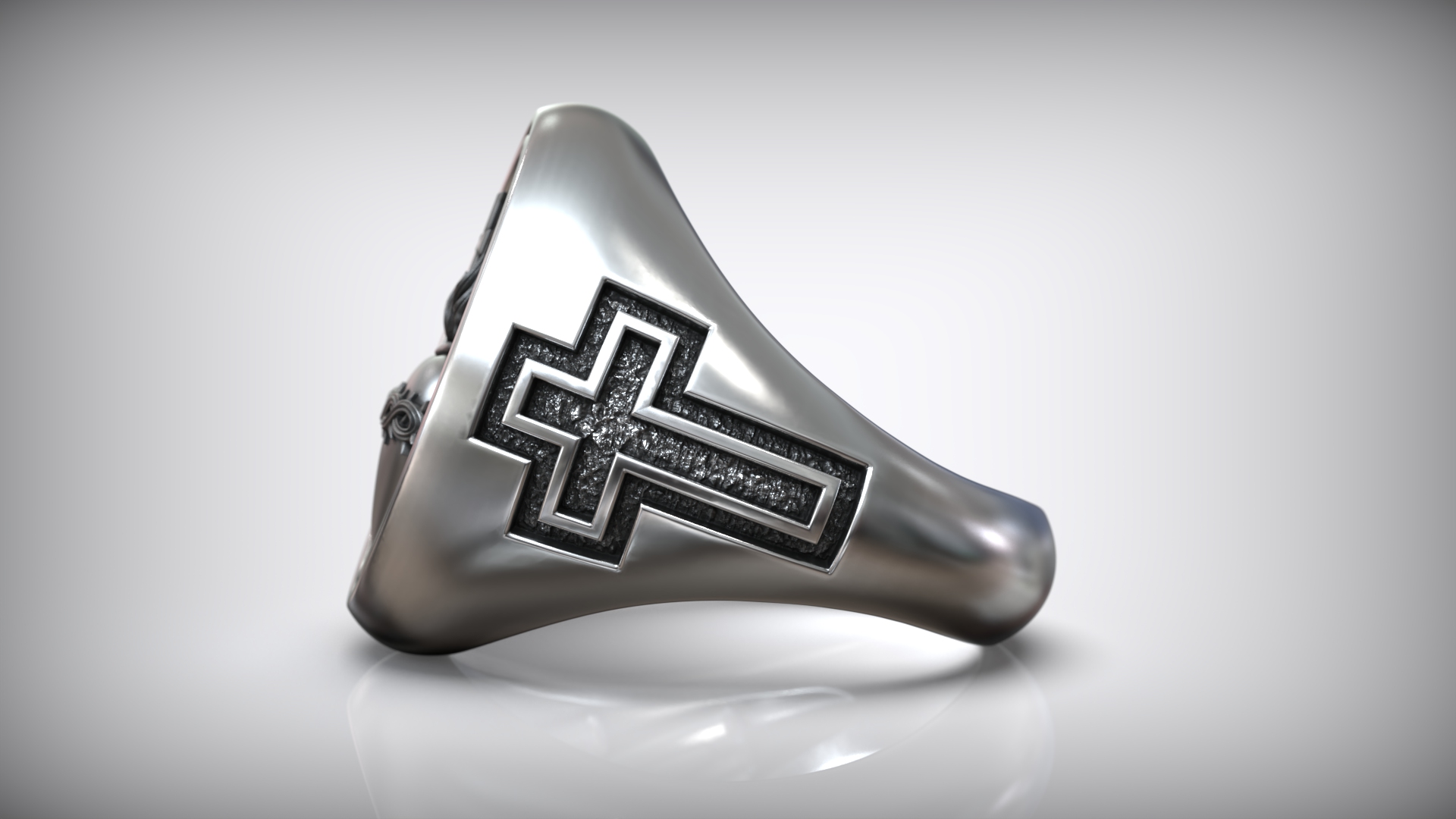 Sacred Heart Jesus Christian Cross Ring — view 6