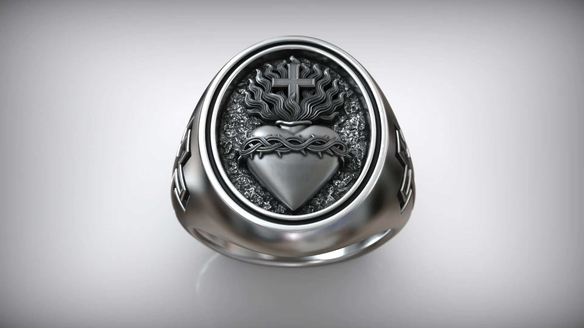 Sacred Heart Jesus Christian Cross Ring — view 8