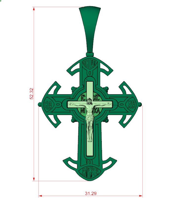Orthodox Cross Pendant with Crucifix Figure — view 6