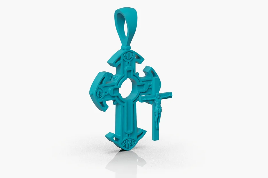 Orthodox Cross Pendant with Crucifix Figure — view 4