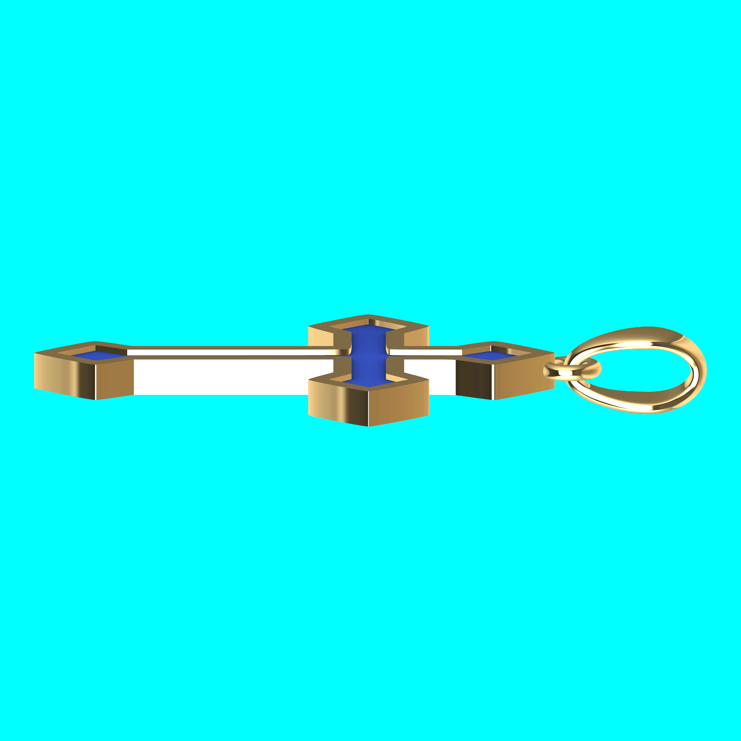 Framed Cross Pendant with Stepped Square Ends — view 4