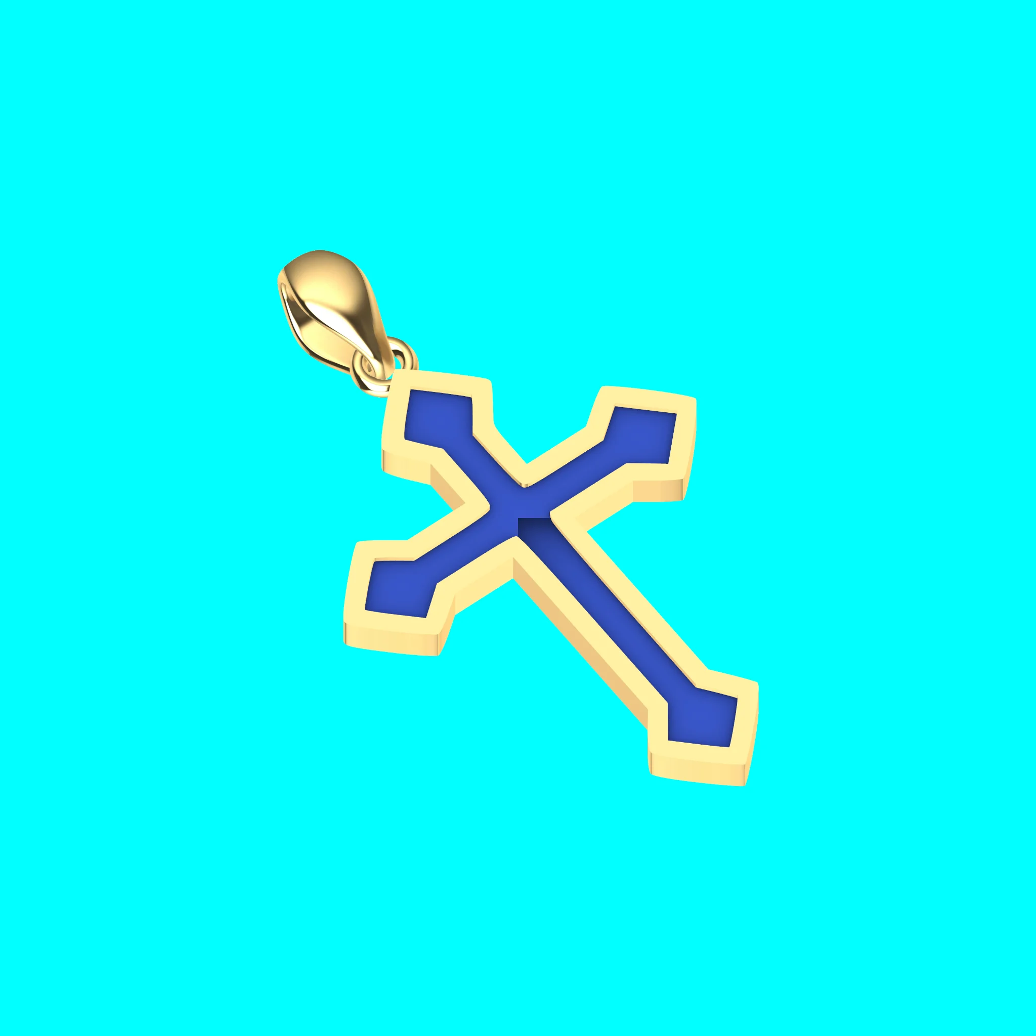 Framed Cross Pendant with Stepped Square Ends — view 2