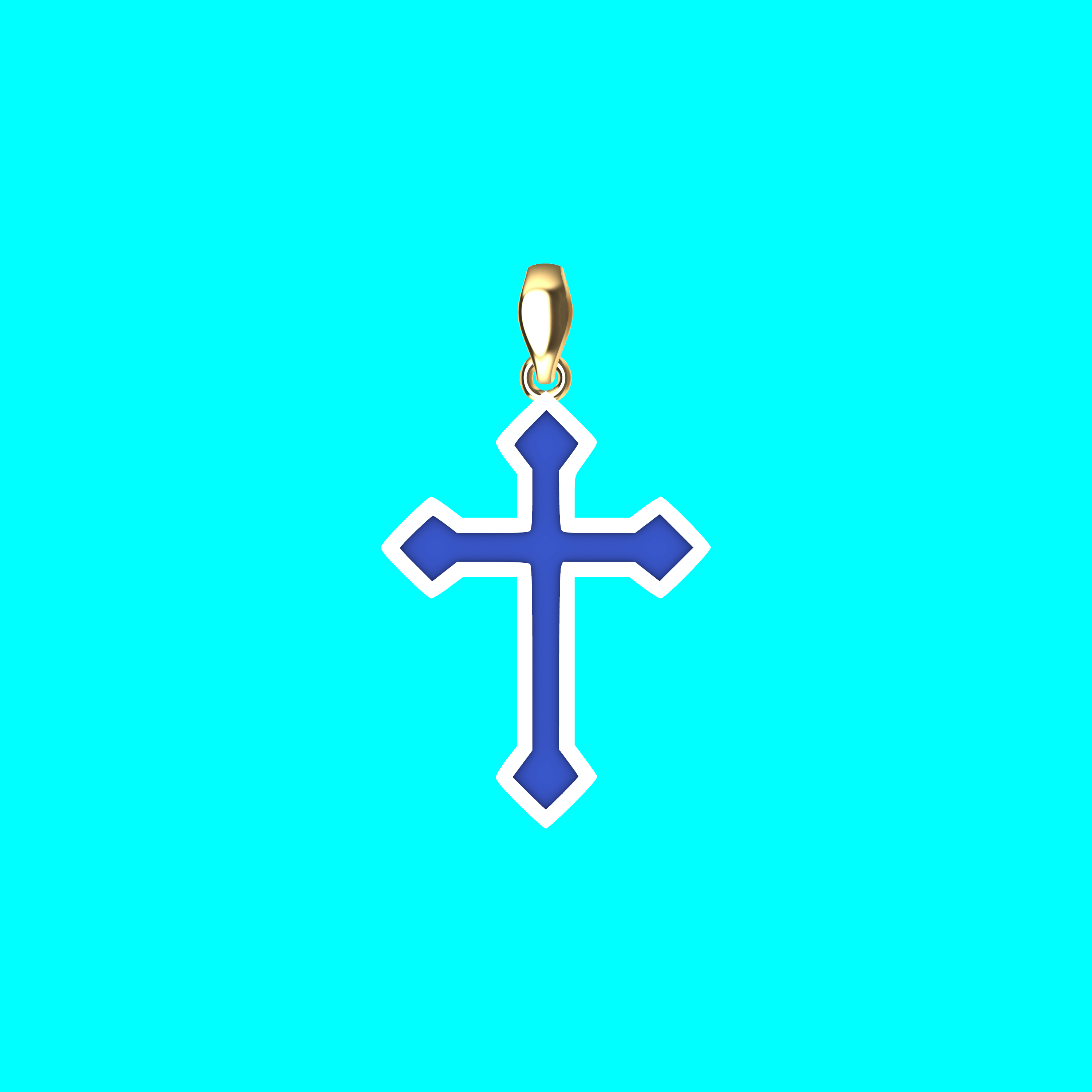 Framed Cross Pendant with Stepped Square Ends — view 5