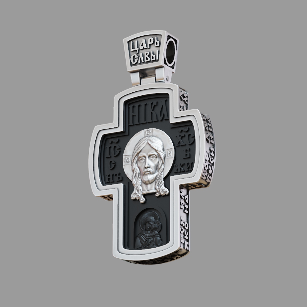 Orthodox Cross Pendant Archangel Michael & Holy Face — view 2