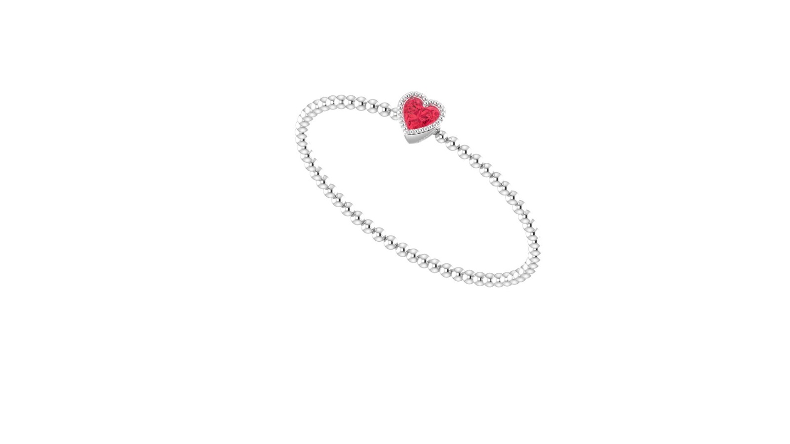 Heart-Shaped Halo Beaded Stretch Bracelet