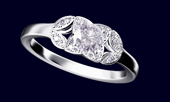Quatrefoil Halo Ring with Leaf Split Shank — view 8