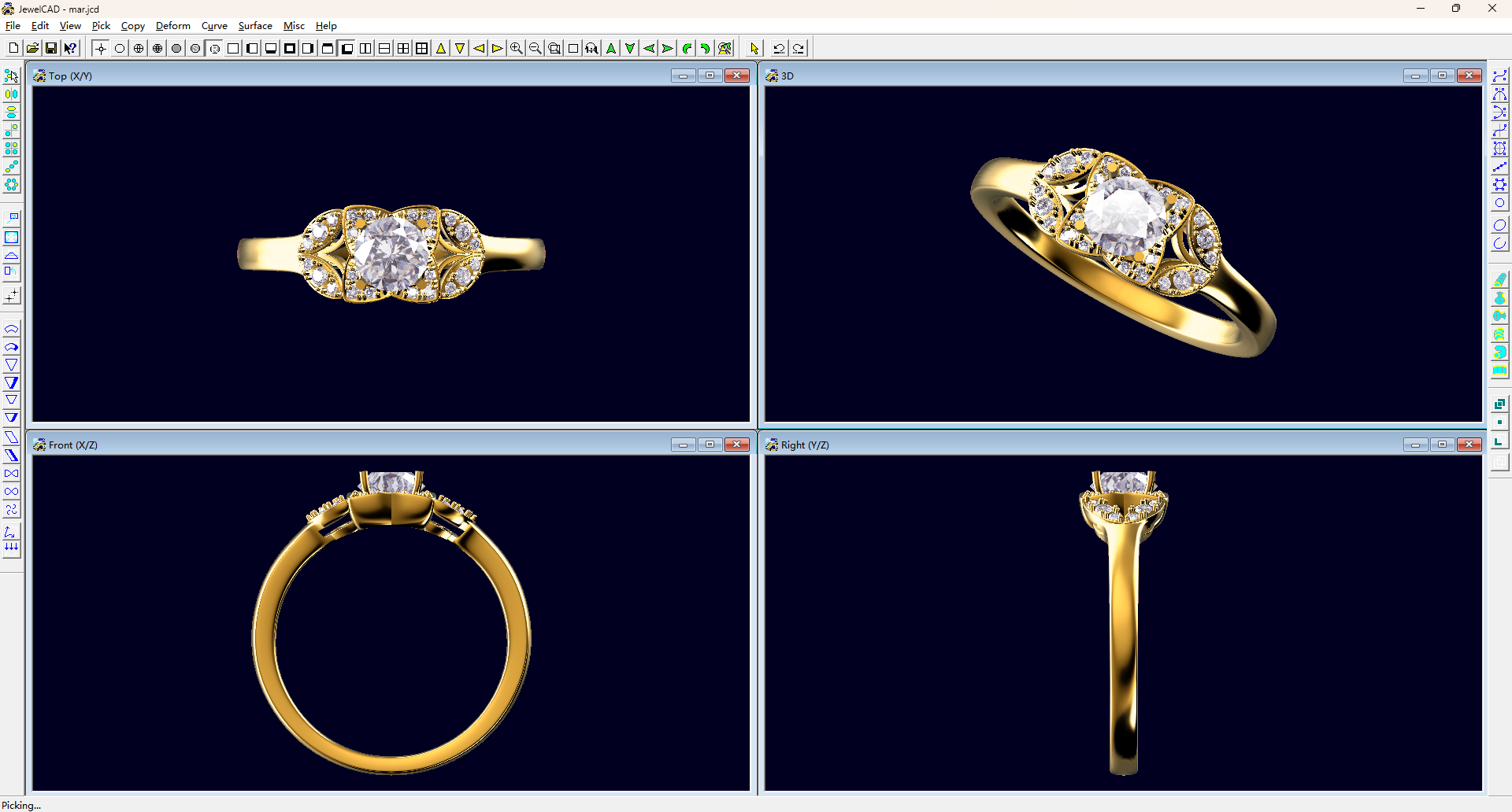 Quatrefoil Halo Ring with Leaf Split Shank