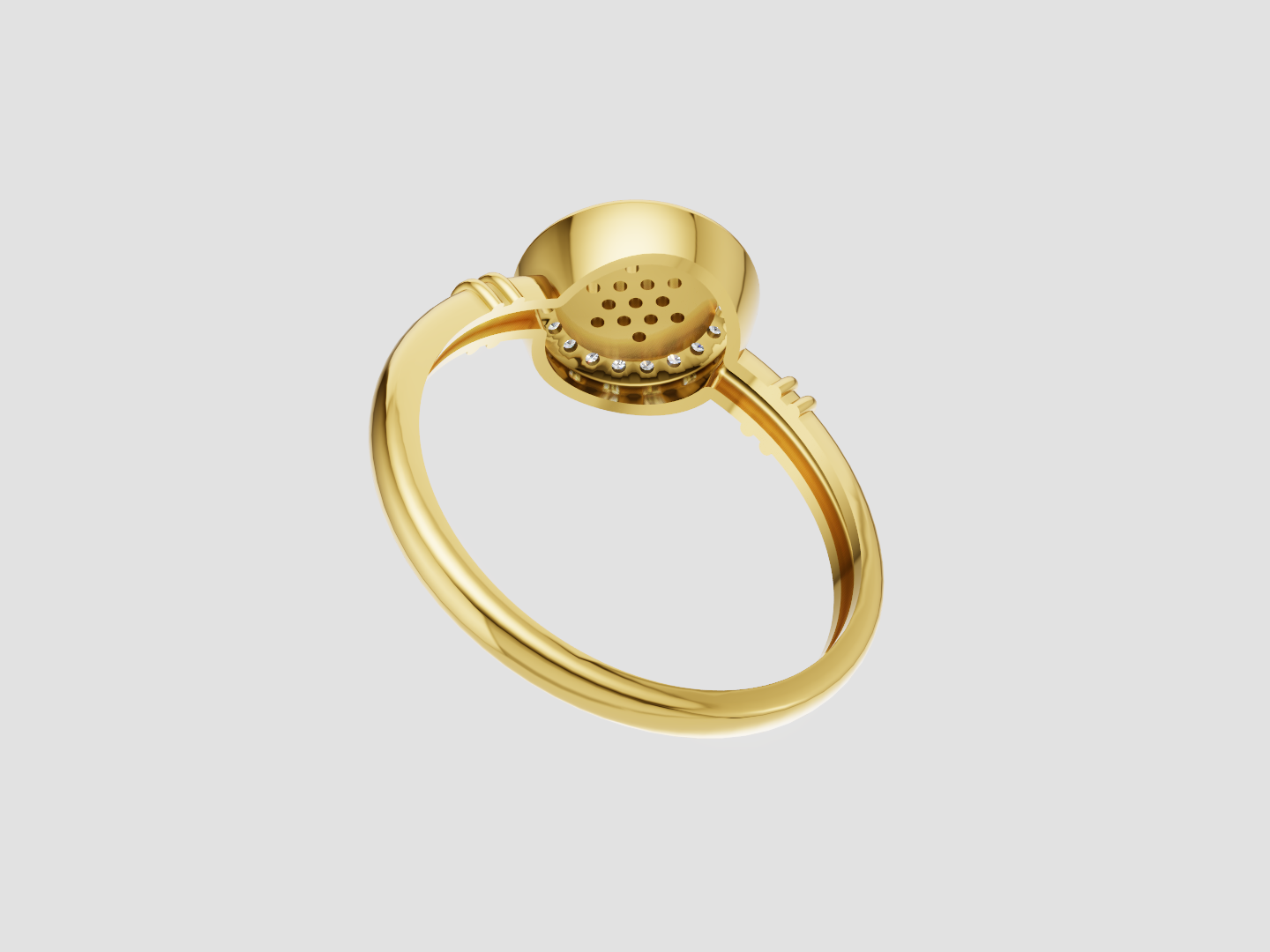 Concentric Pavé Halo Ring Jewelry CAD 3D Model — view 5