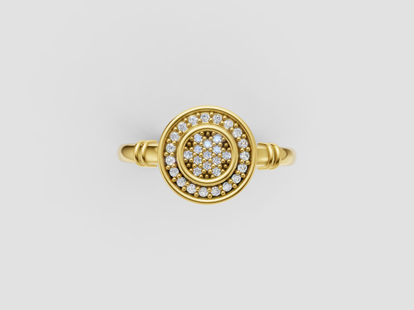 Concentric Pavé Halo Ring Jewelry CAD 3D Model — view 4