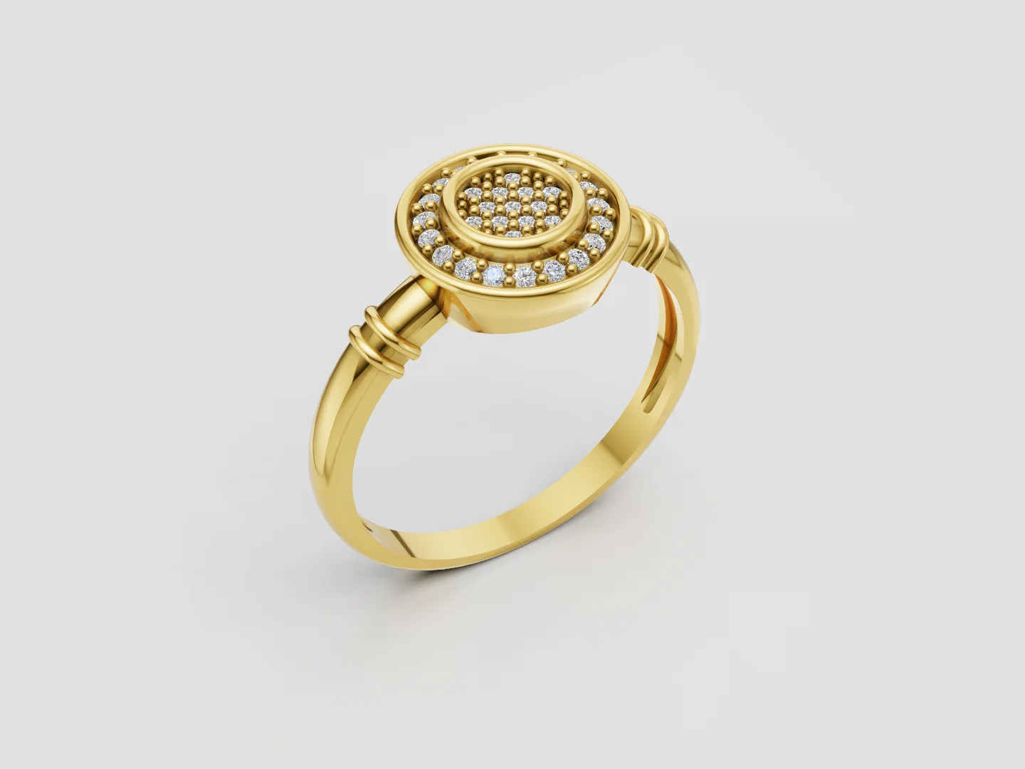 Concentric Pavé Halo Ring Jewelry CAD 3D Model
