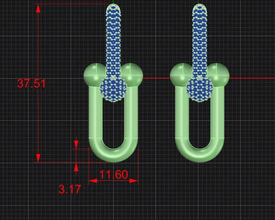 Pavé Phallus U-Link Drop Earrings light weigth — view 2