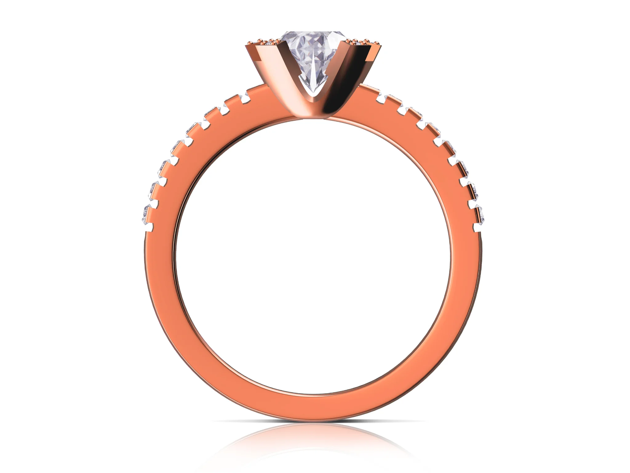 Solitaire Ring with Accent Prongs and Pave Shoulders — view 5