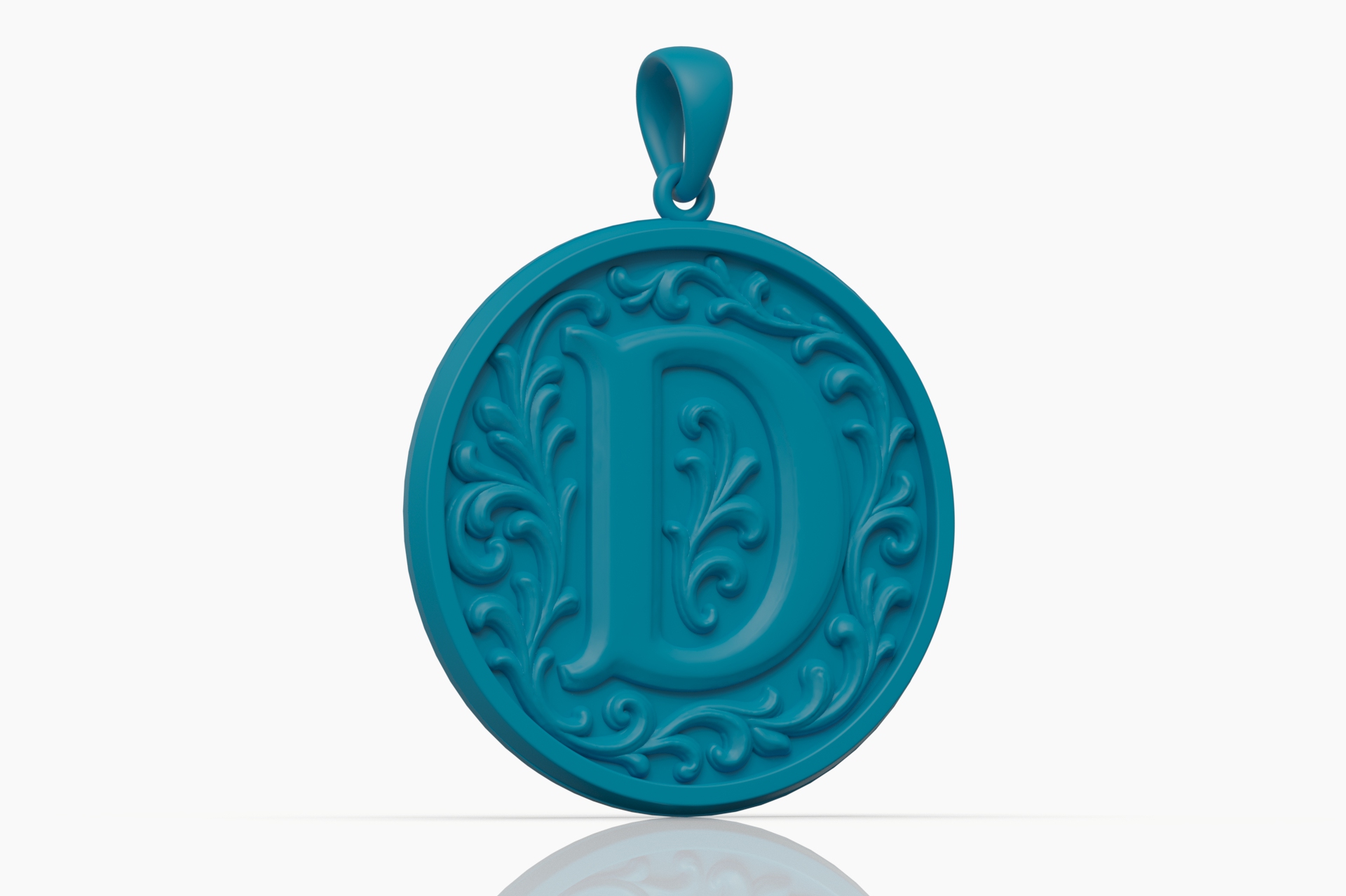 Letter D Initial Pendant with Acanthus Scroll Frame — view 7