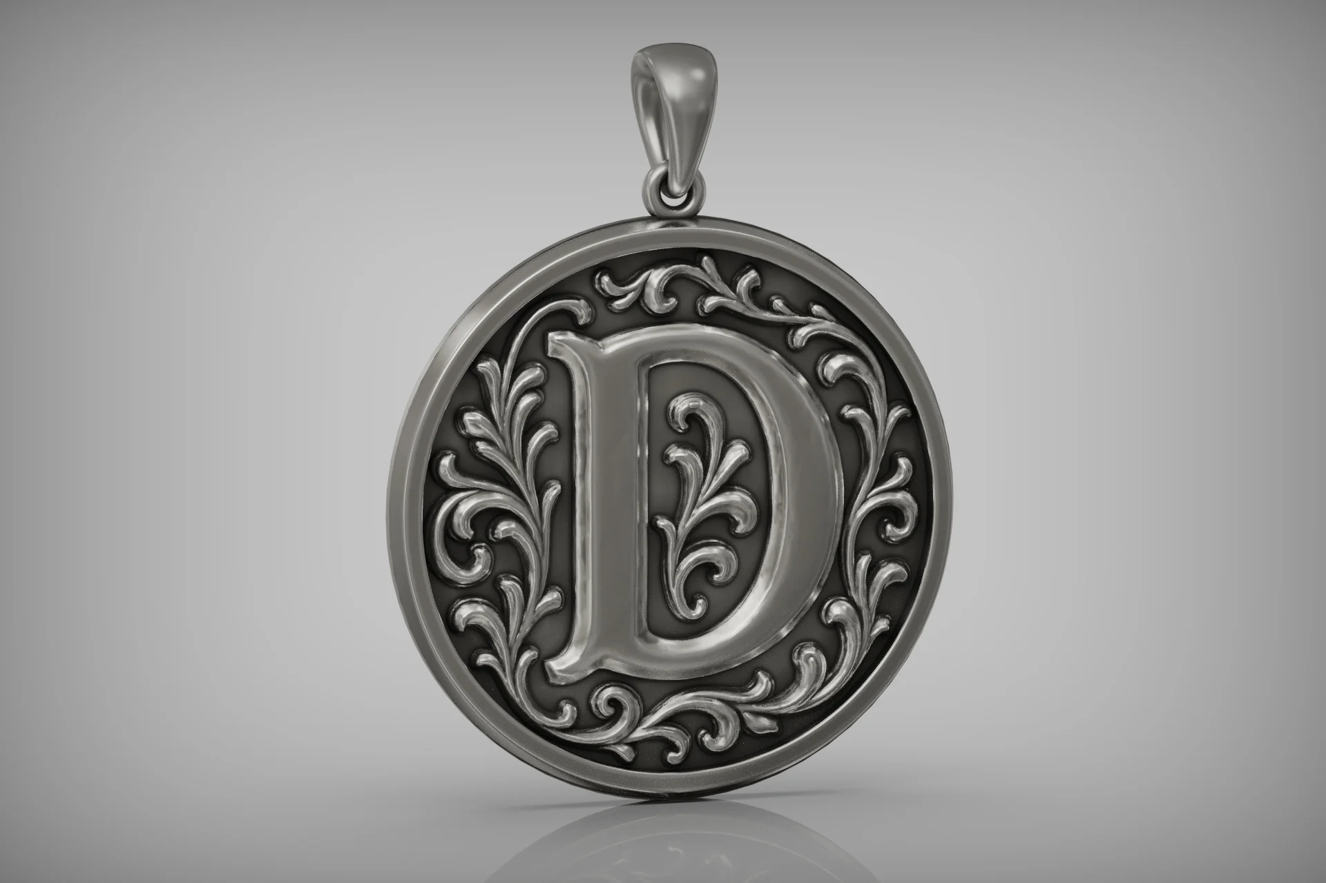 Letter D Initial Pendant with Acanthus Scroll Frame — view 4