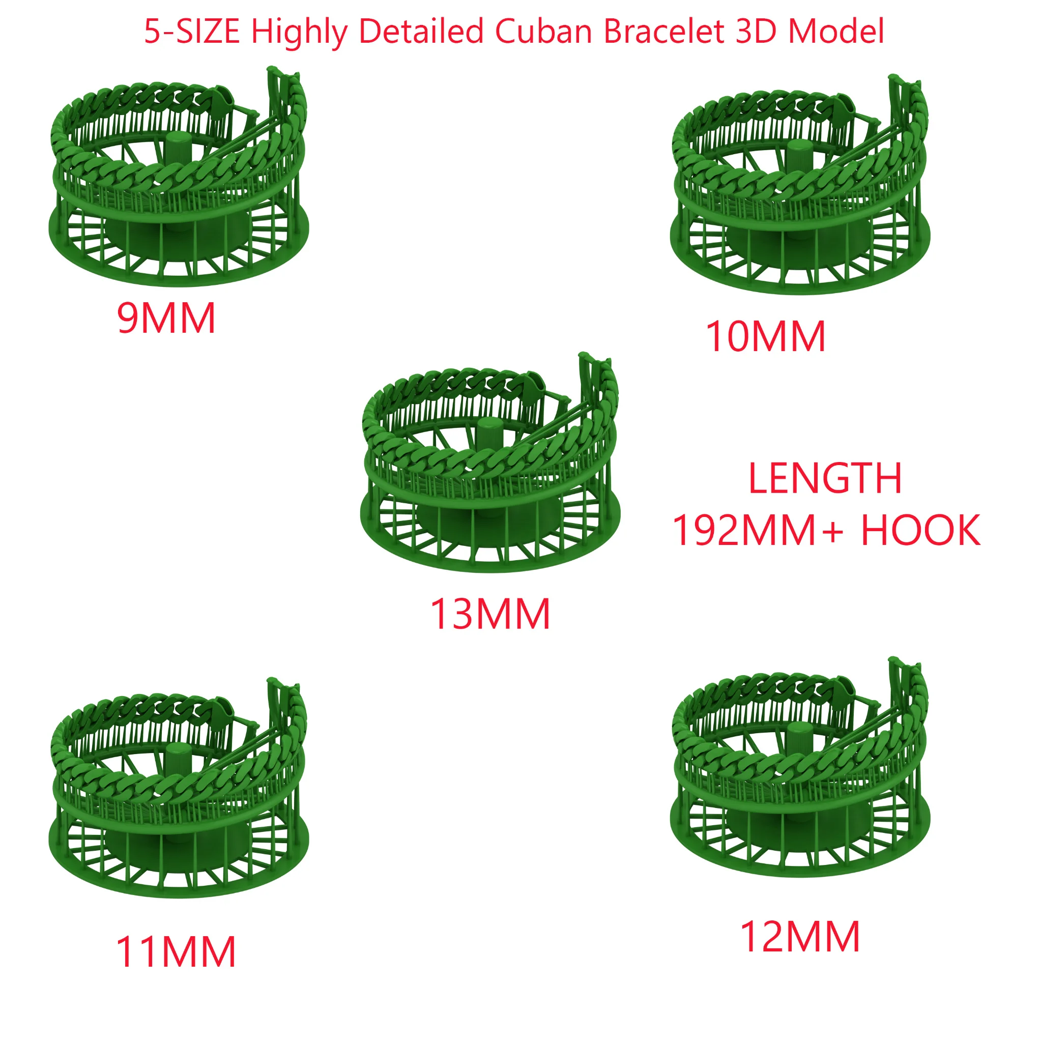 5 Size Cuban Chain 3D Model at an Unbeatable Price