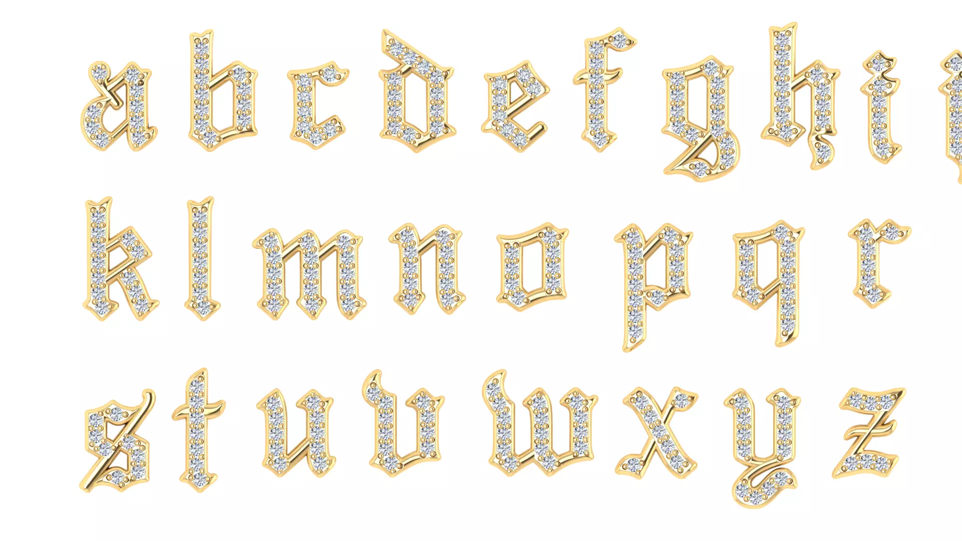 Luxury Diamond Script Alphabet 3D Jewelry Font Collection — view 3