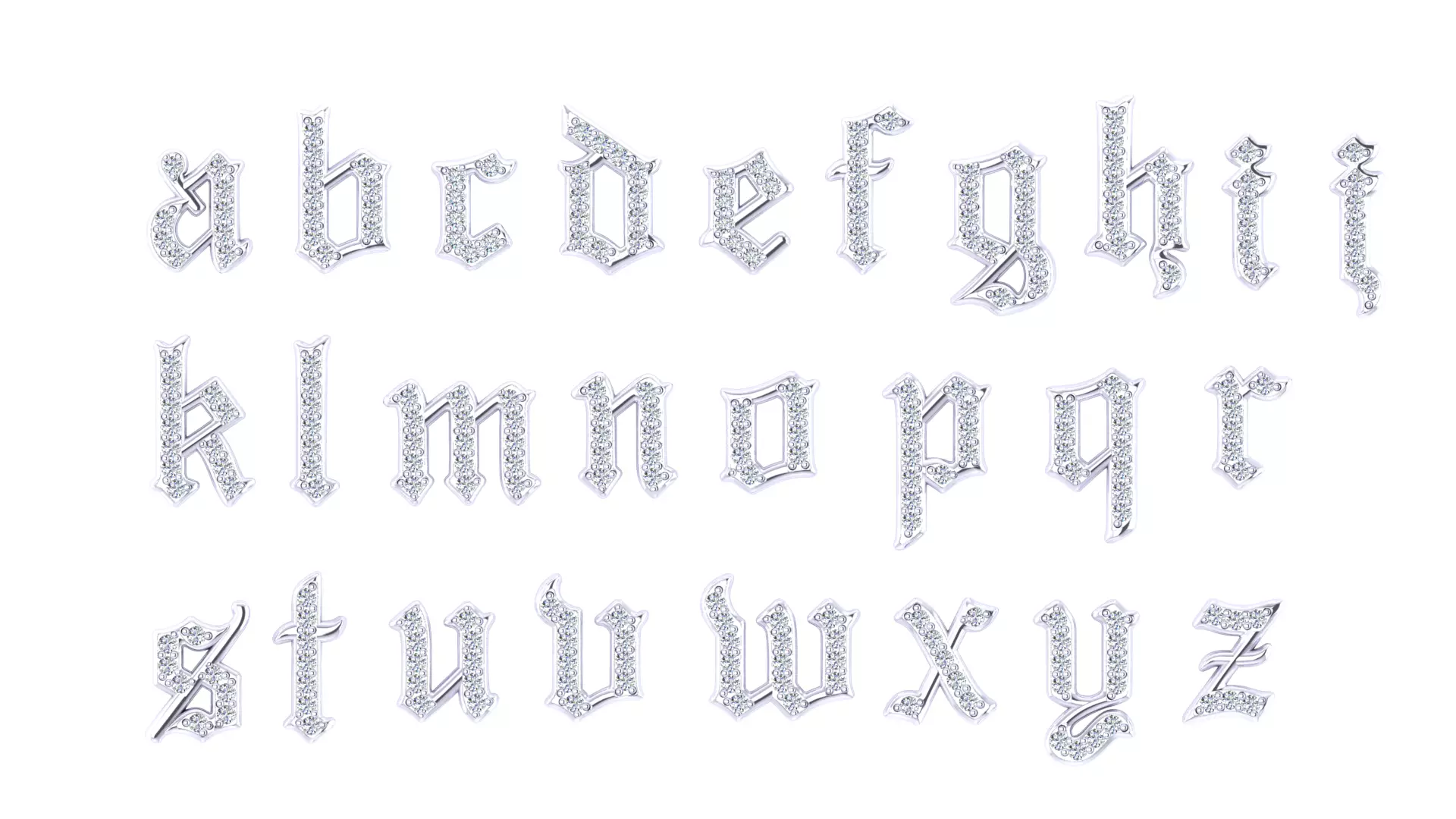 Luxury Diamond Script Alphabet 3D Jewelry Font Collection — view 2