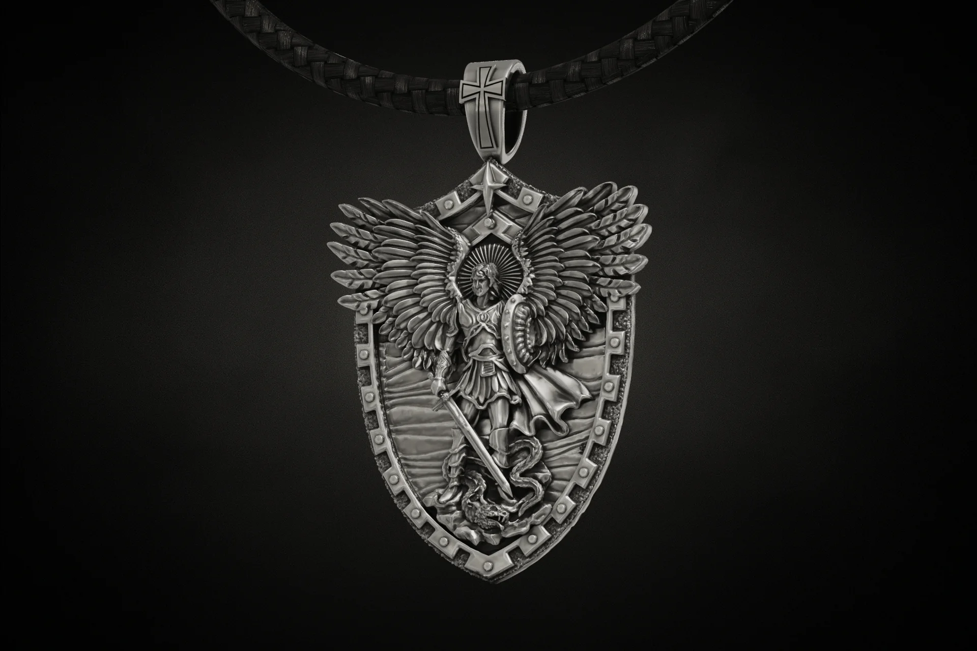 Archangel Michael Shield Protection Pendant — view 3