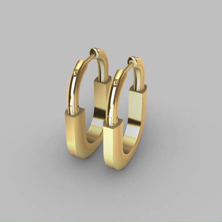 Modern U-Shape Link Hoop Earrings with Gems — view 5