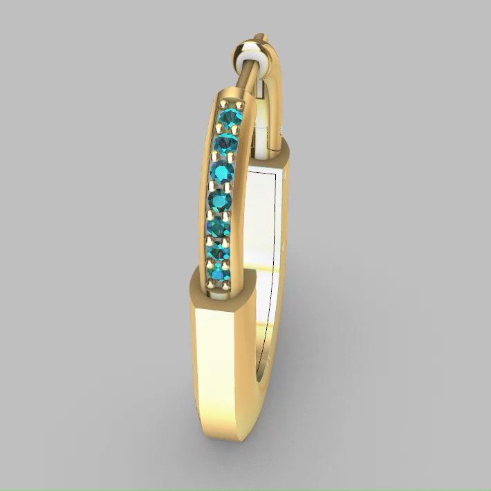 Modern U-Shape Link Hoop Earrings with Gems — view 7