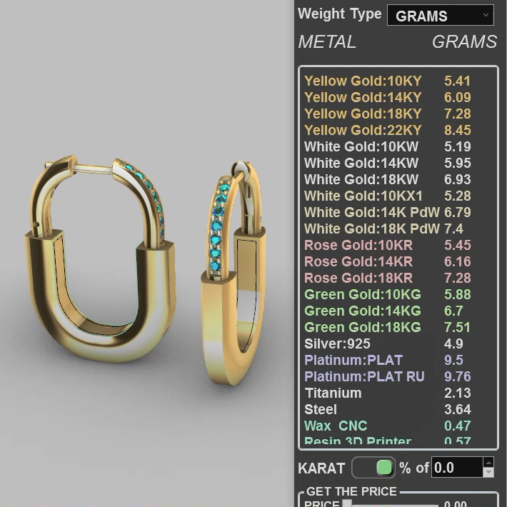 Modern U-Shape Link Hoop Earrings with Gems — view 6