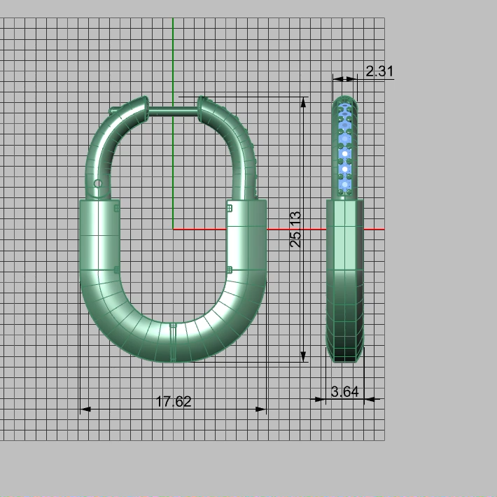 Modern U-Shape Link Hoop Earrings with Gems — view 3