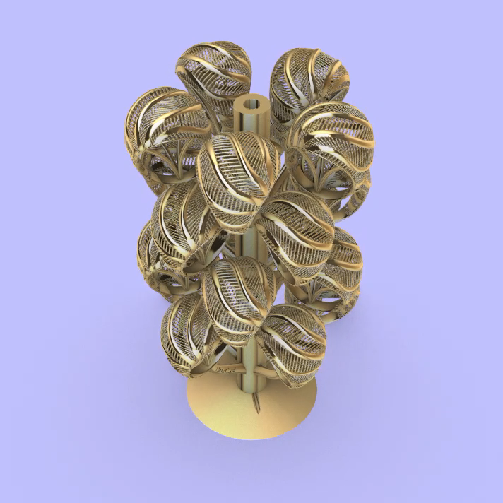 Casting Tree with Woven Leaf Motif Rings — view 4