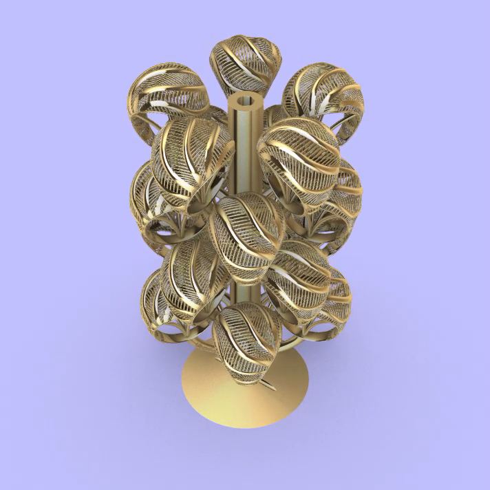 Casting Tree with Woven Leaf Motif Rings — view 3