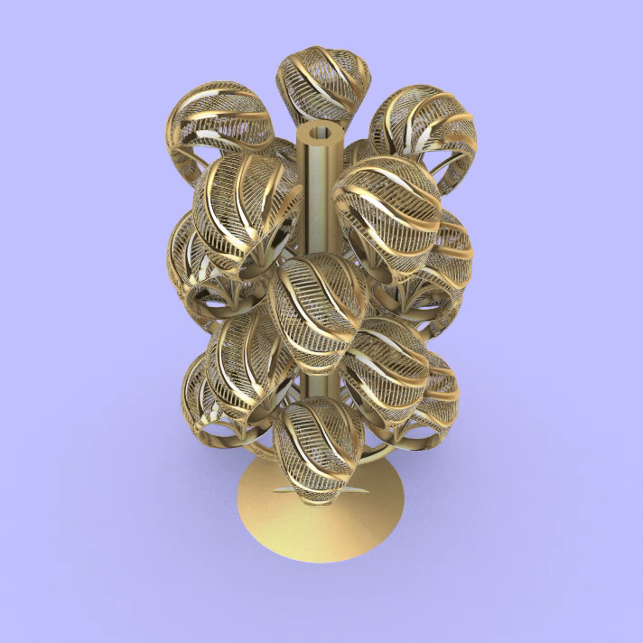 Casting Tree with Woven Leaf Motif Rings — view 6