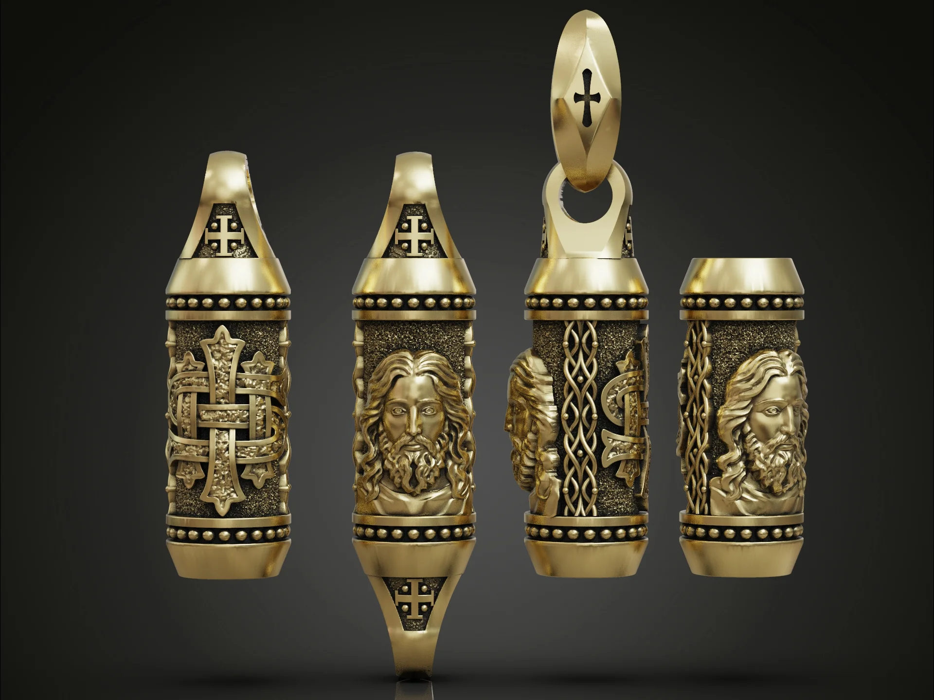 Jesus Christ Face Cylinder Pendant