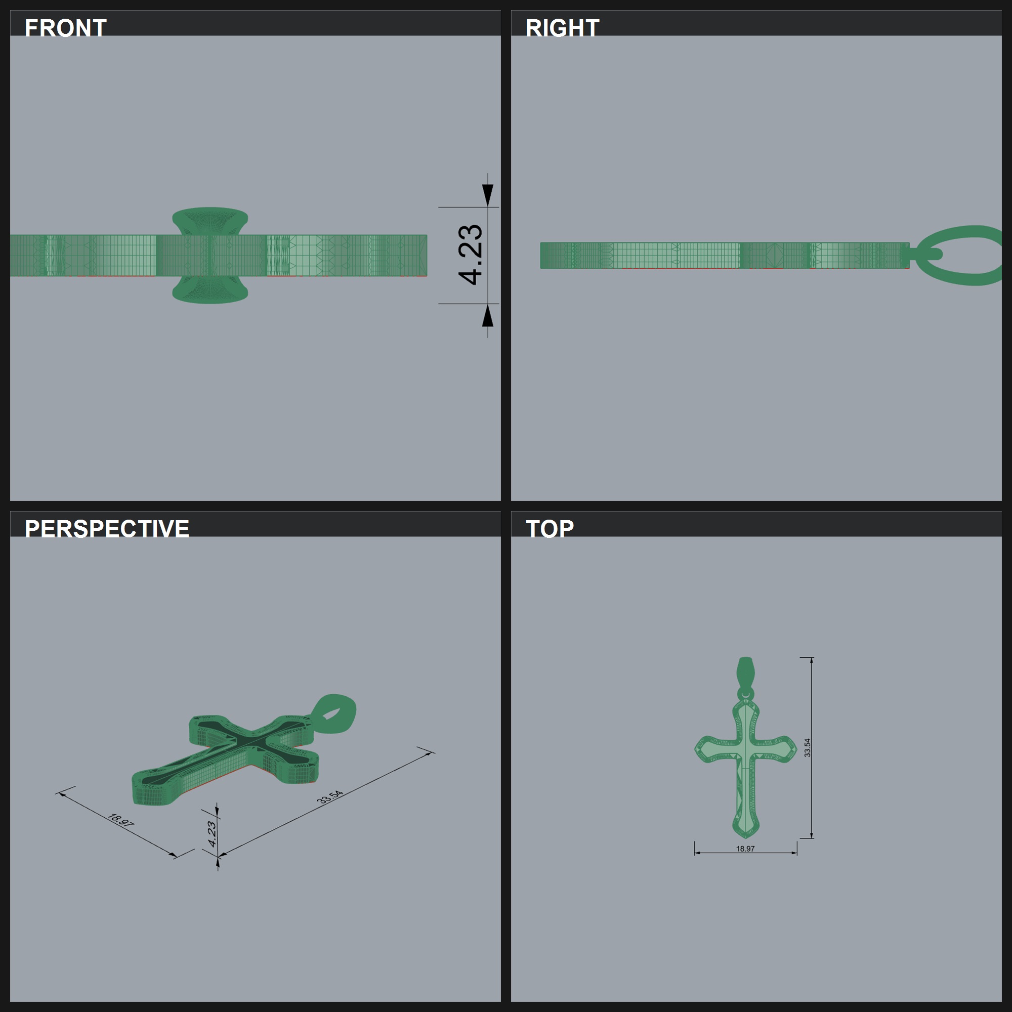 Framed Cross Pendant with Curved Flared Ends — view 6