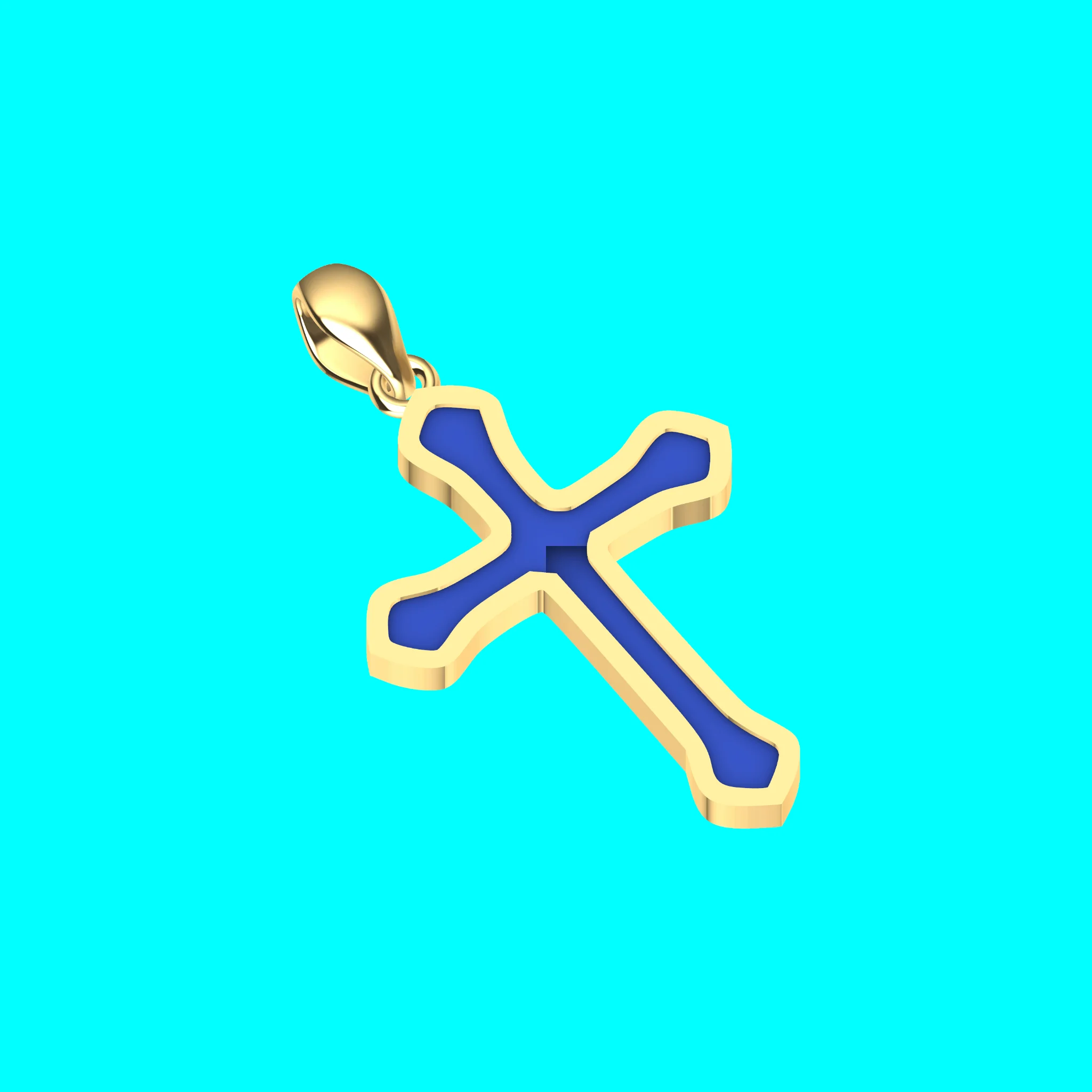 Framed Cross Pendant with Curved Flared Ends — view 2