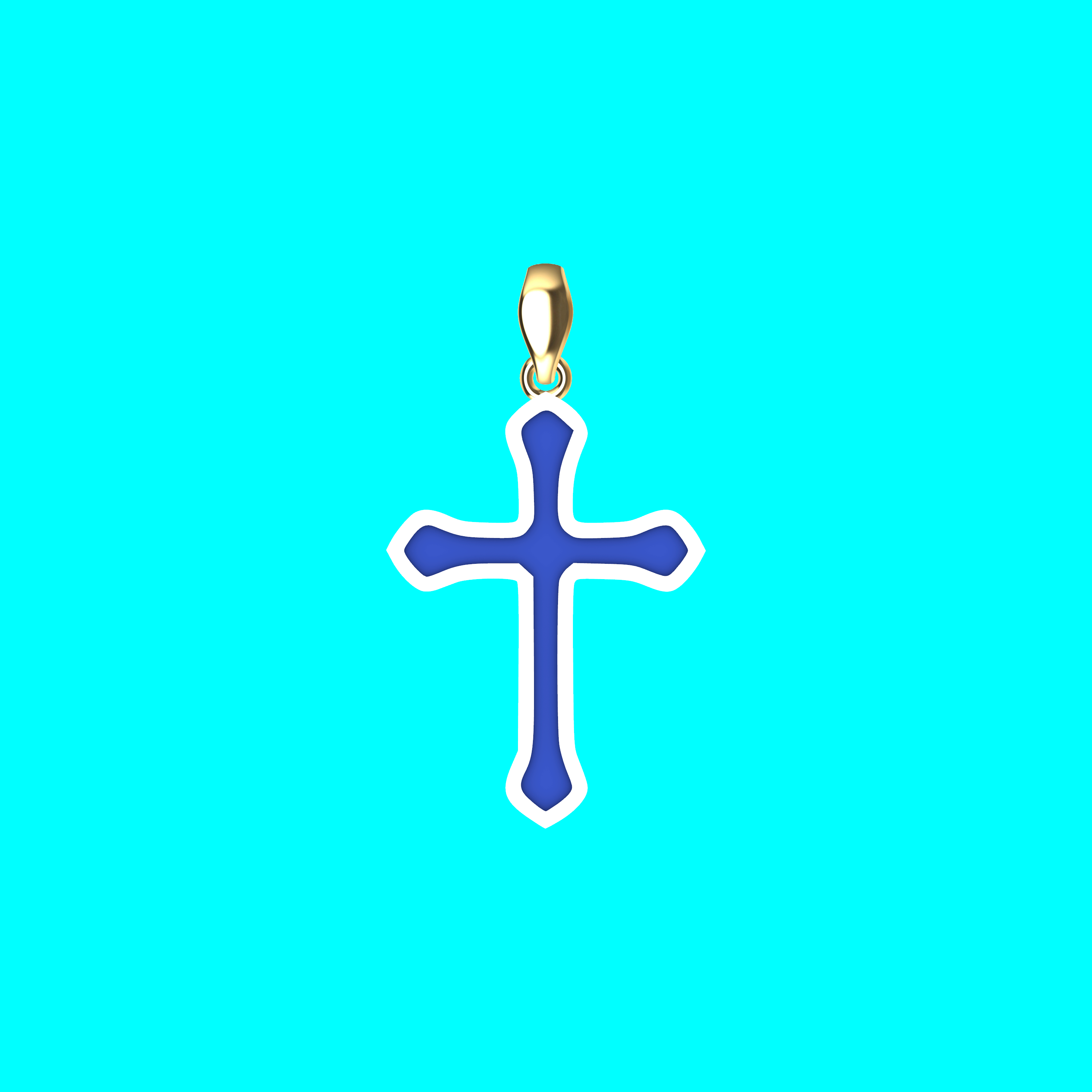 Framed Cross Pendant with Curved Flared Ends — view 5