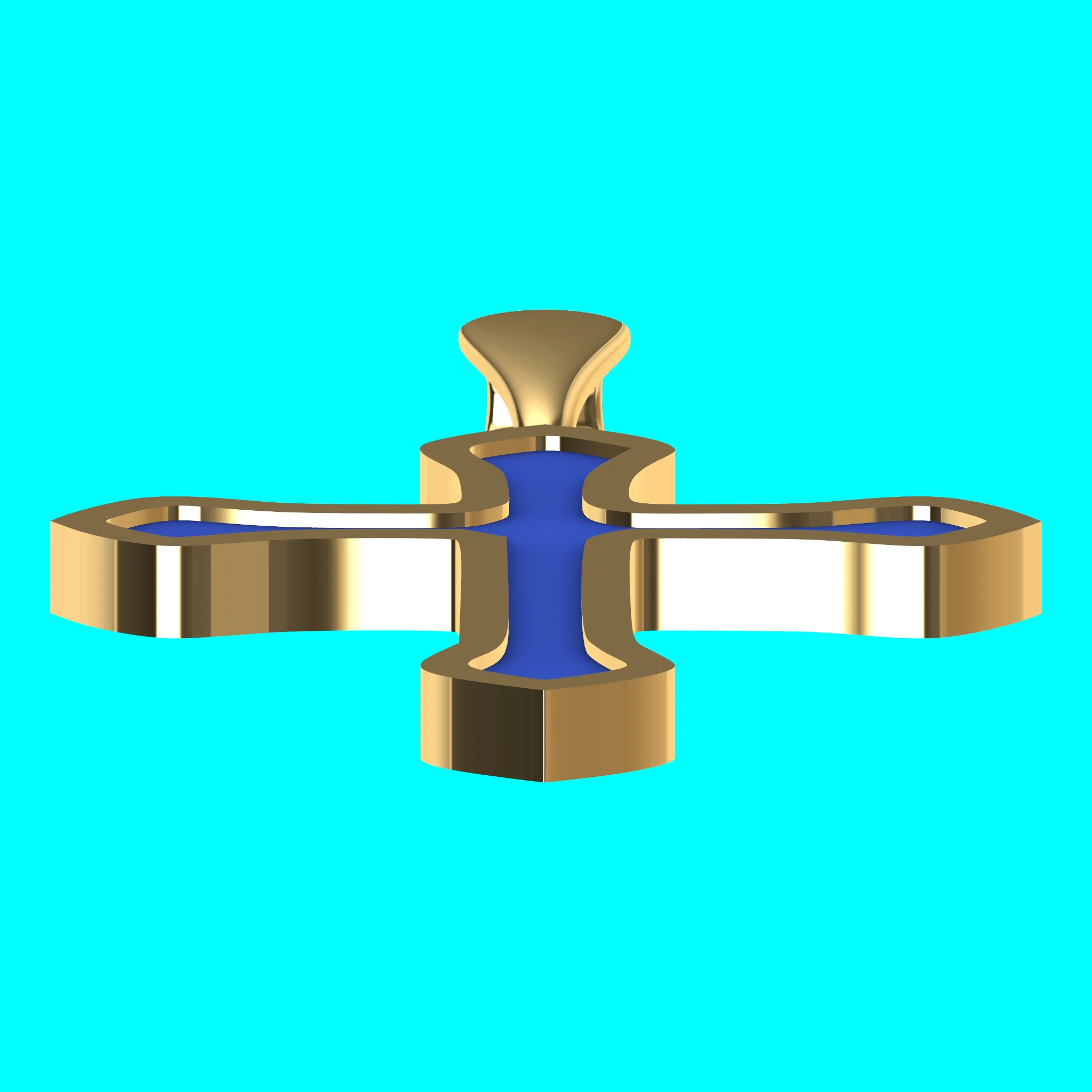 Framed Cross Pendant with Curved Flared Ends — view 3