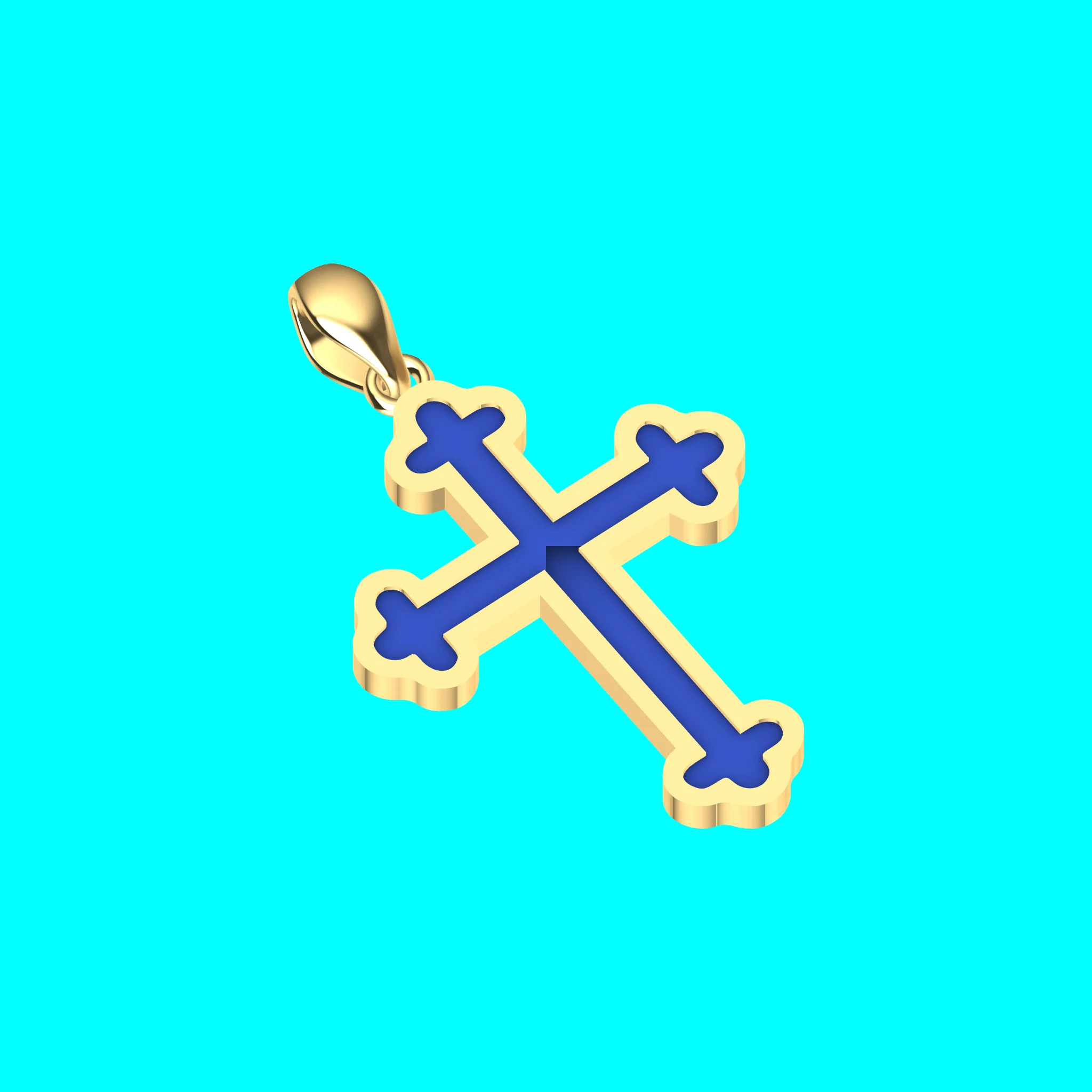 Framed Cross Pendant with Trefoil Ends — view 1