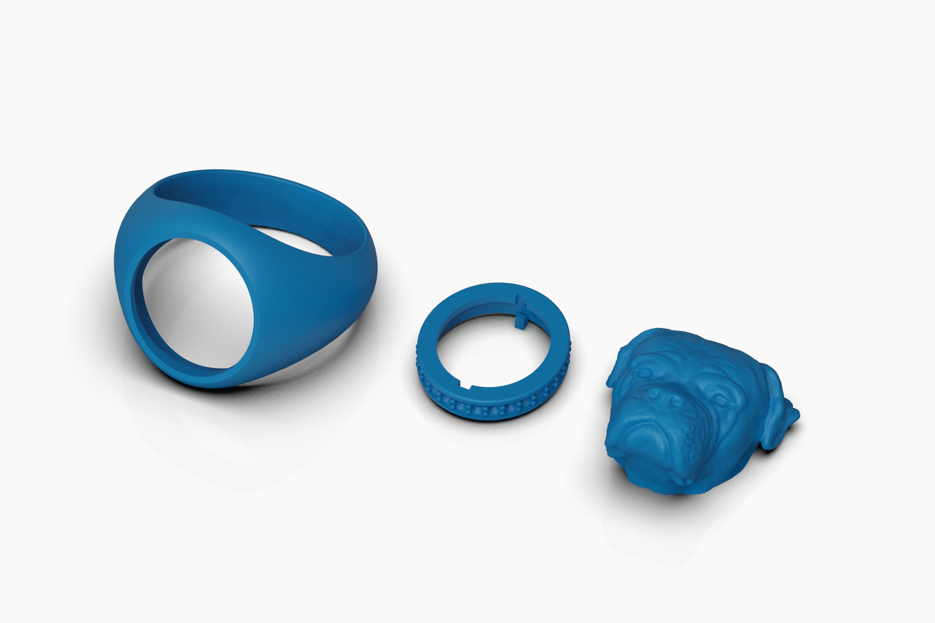 Mastiff Dog Head Gem Collar Ring — view 6