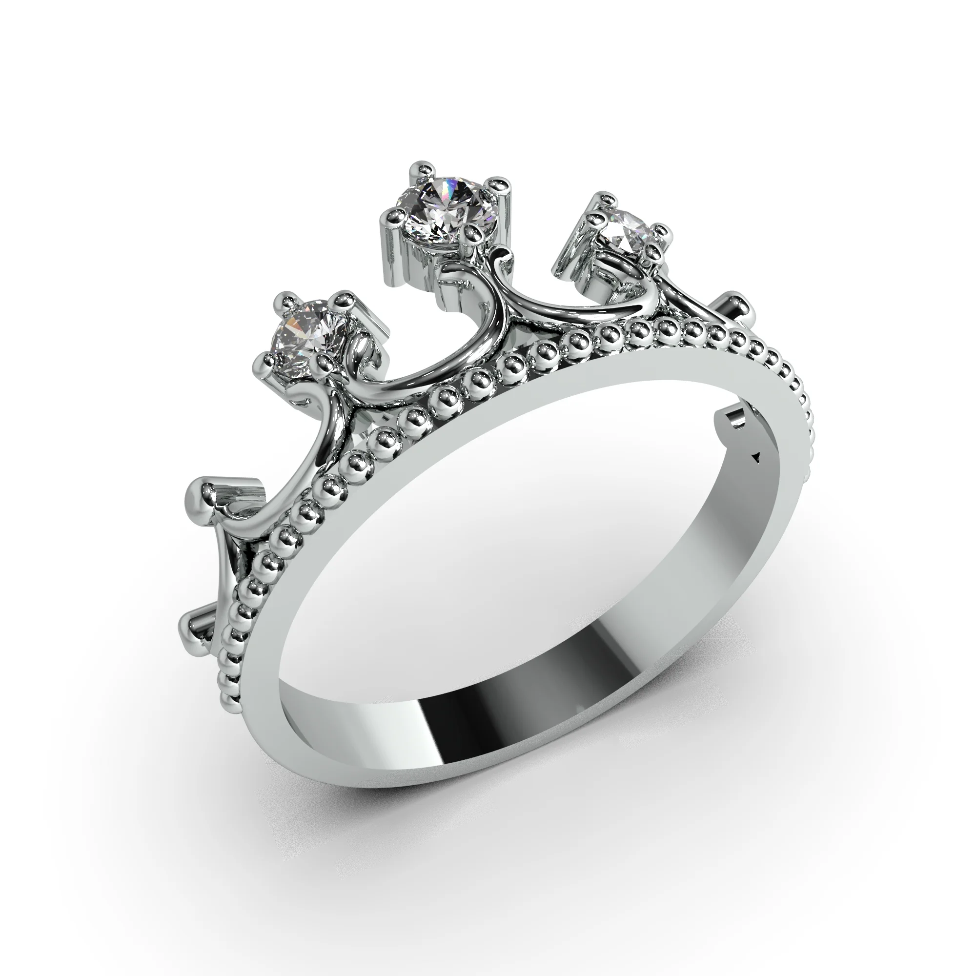 Crown ring with 3 diamonds — view 6