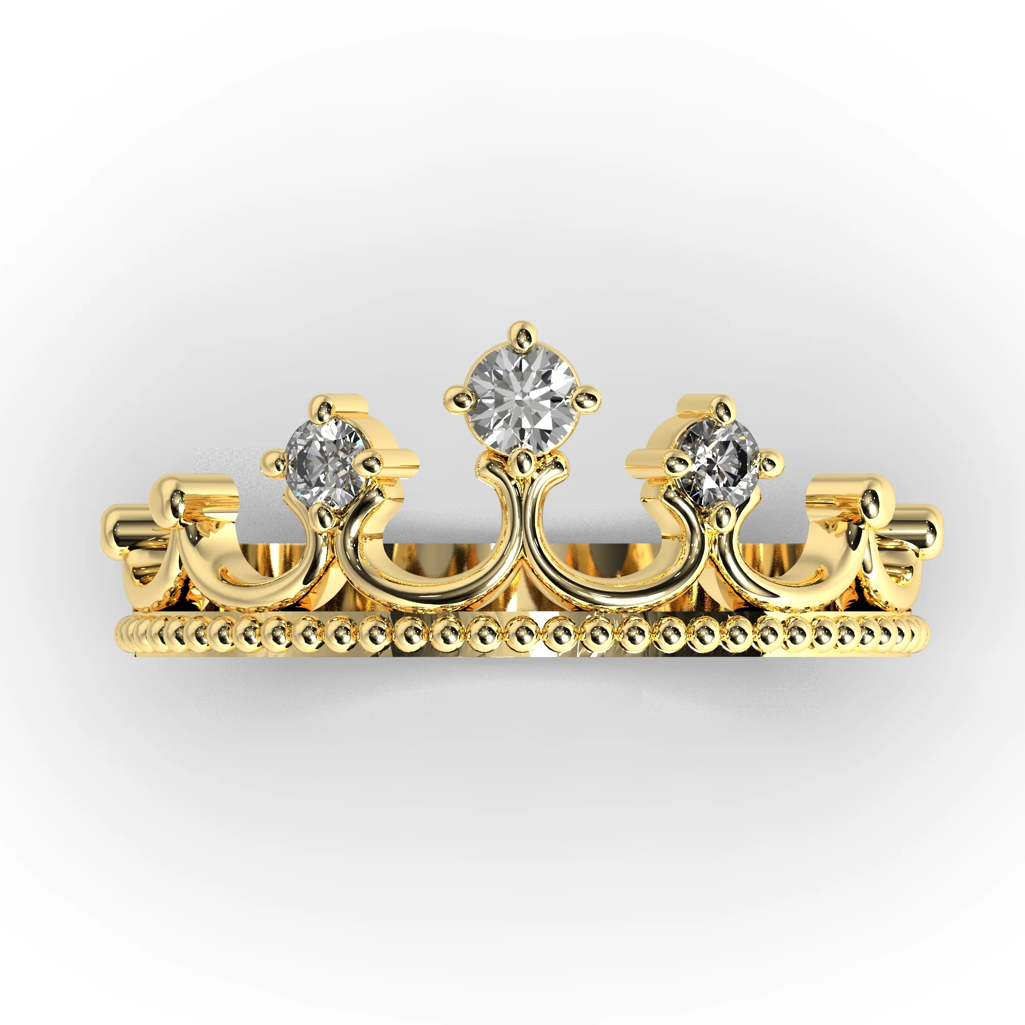 Crown ring with 3 diamonds — view 2