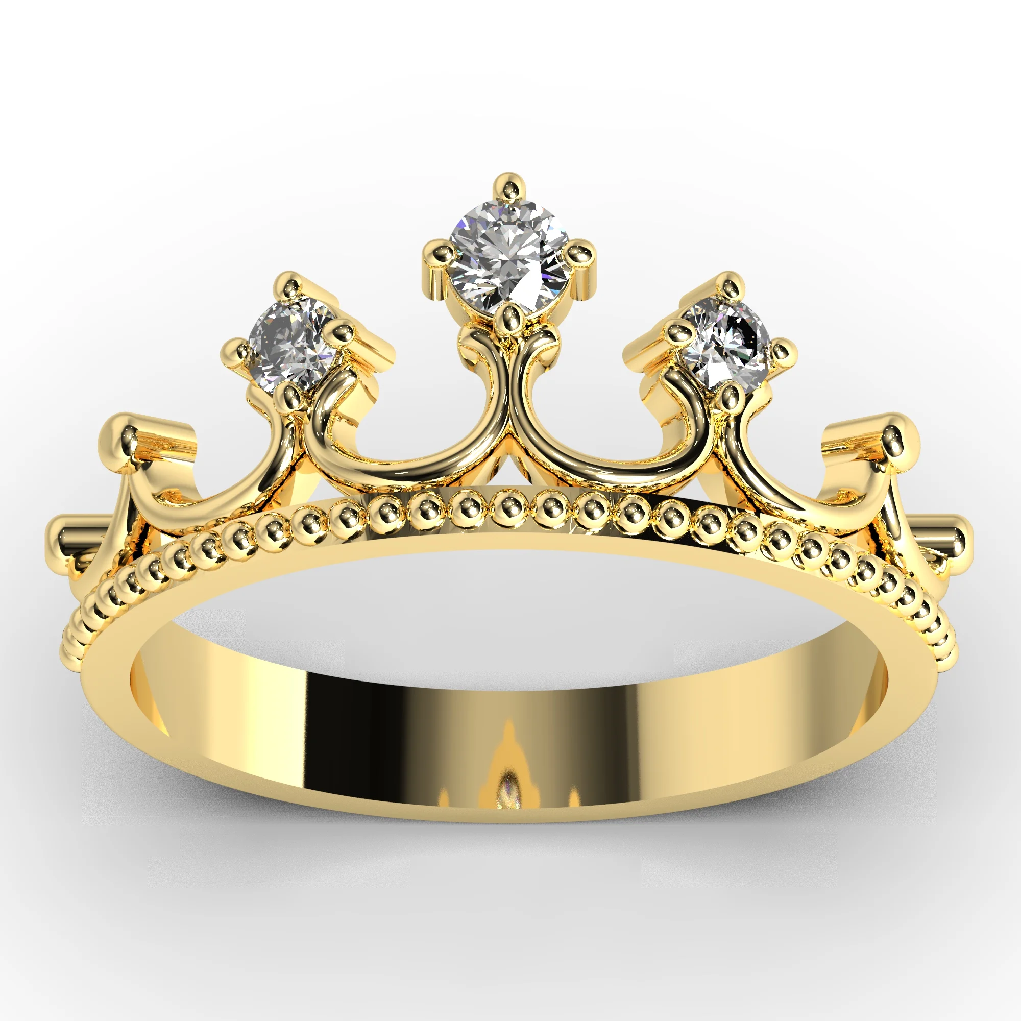 Crown ring with 3 diamonds — view 8