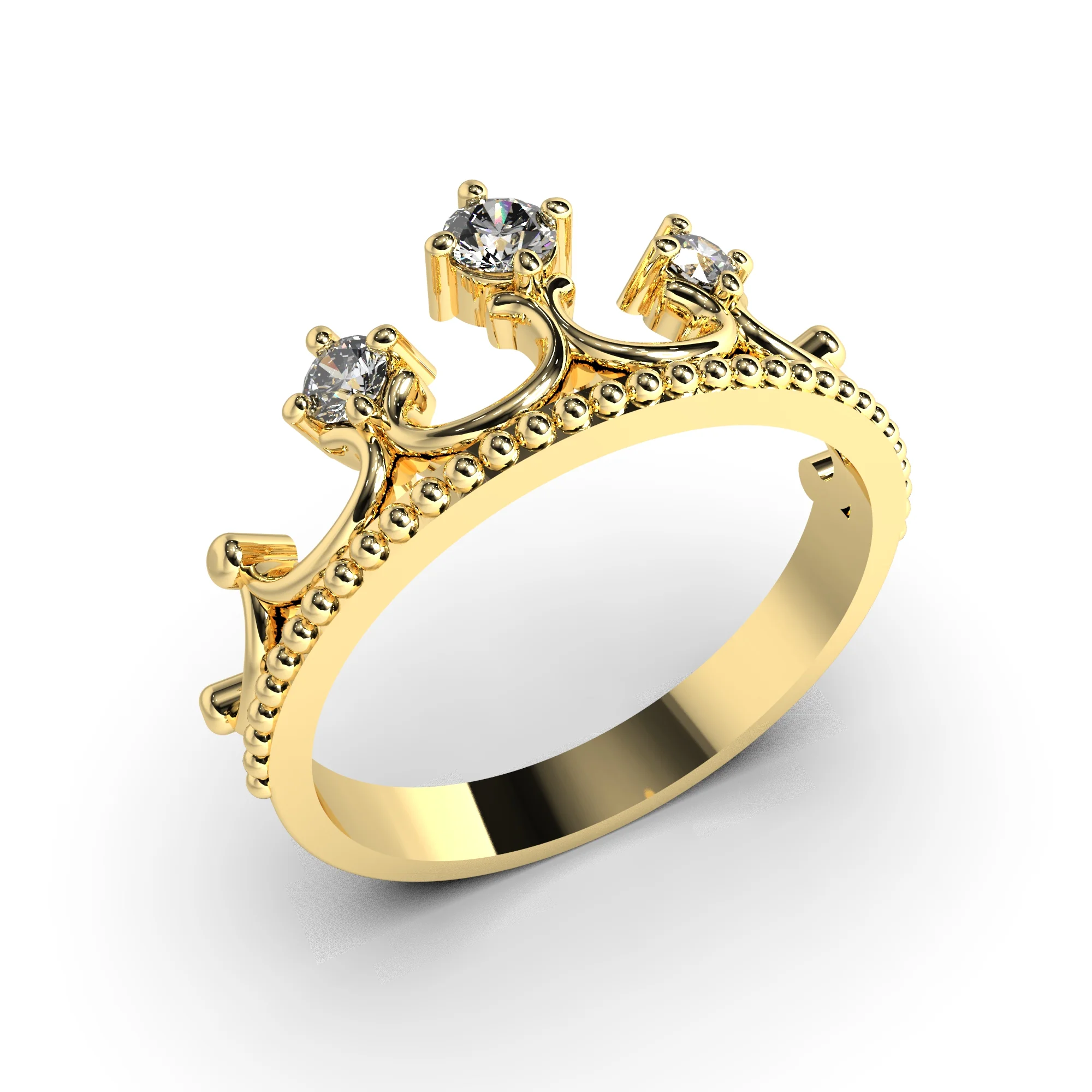 Crown ring with 3 diamonds — view 5