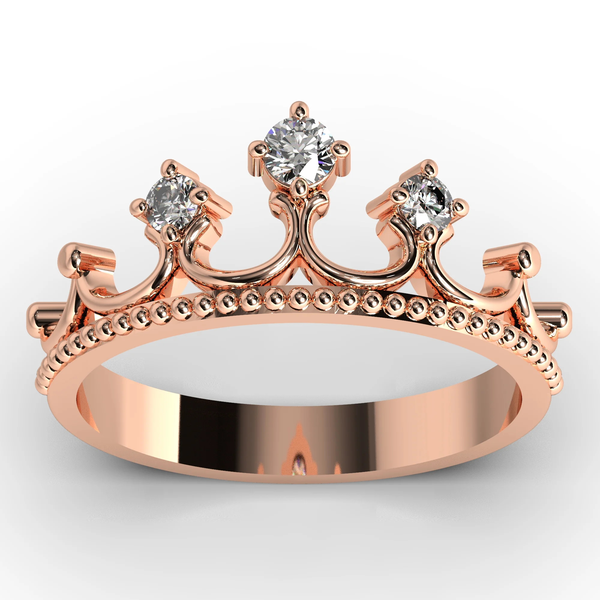 Crown ring with 3 diamonds — view 7