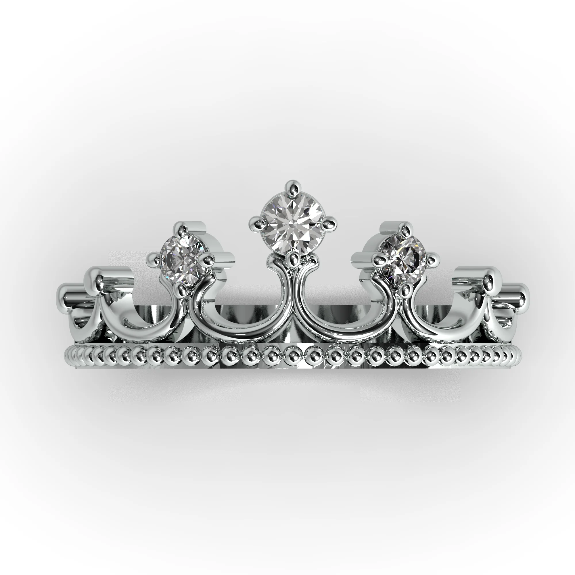 Crown ring with 3 diamonds — view 3