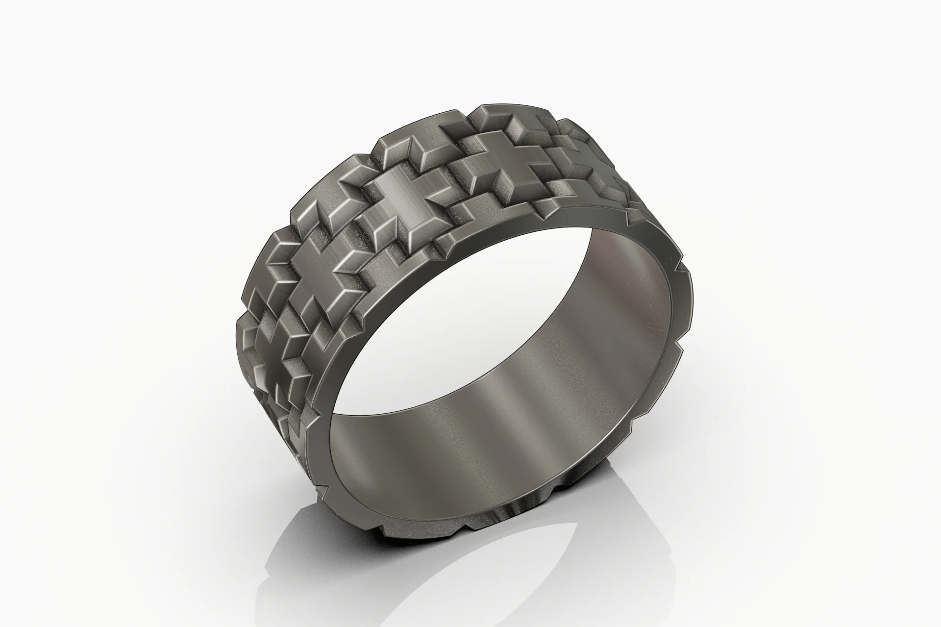 Modern Geometric Cross Pattern Ring — view 4