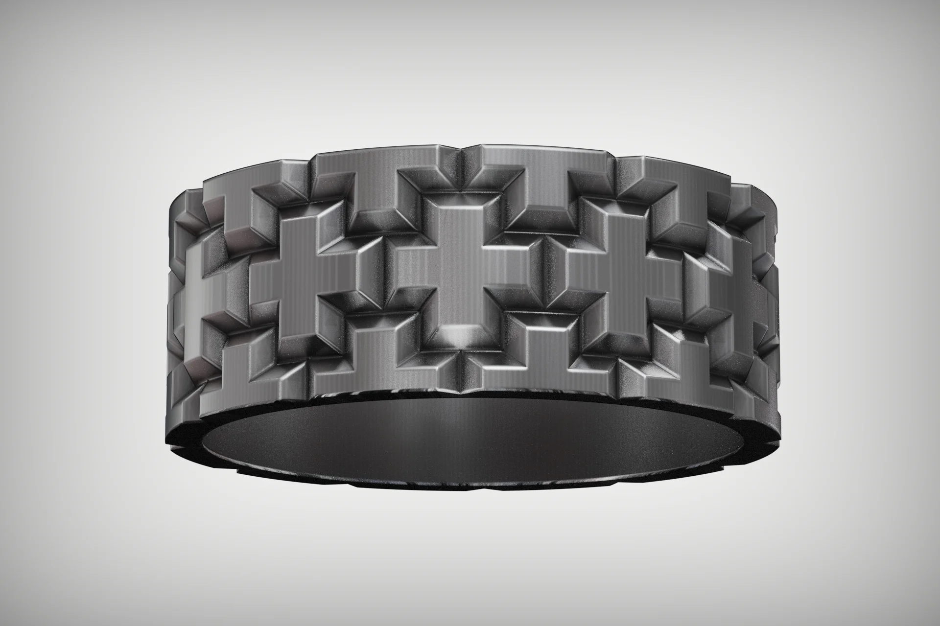 Modern Geometric Cross Pattern Ring