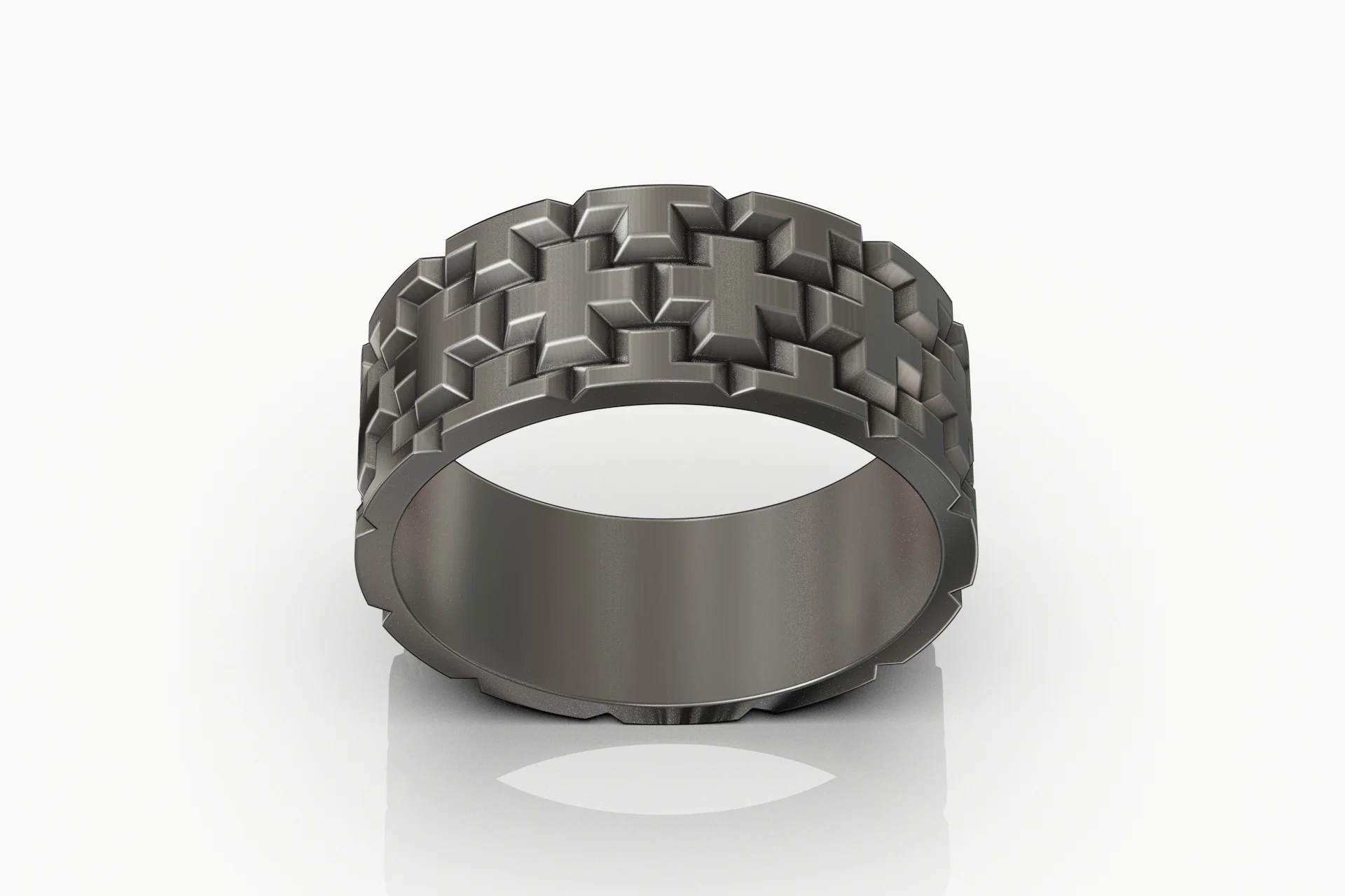 Modern Geometric Cross Pattern Ring — view 6